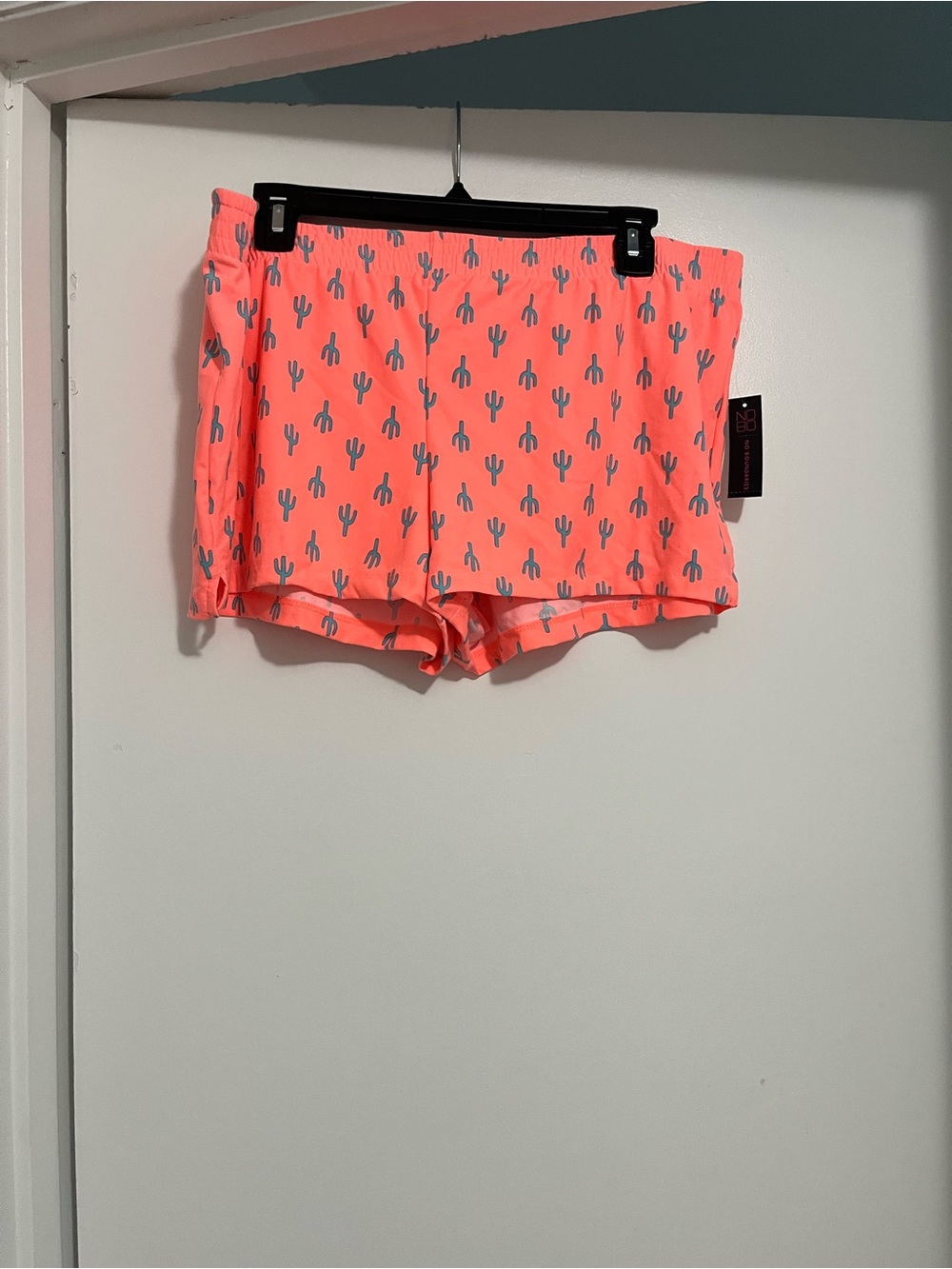 new directions Neon Coral Cactus Print Women’s Shorts